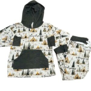 Kids Bamboo Camping  Matching Set. “Strong & Courageous” Hoddie with joggers